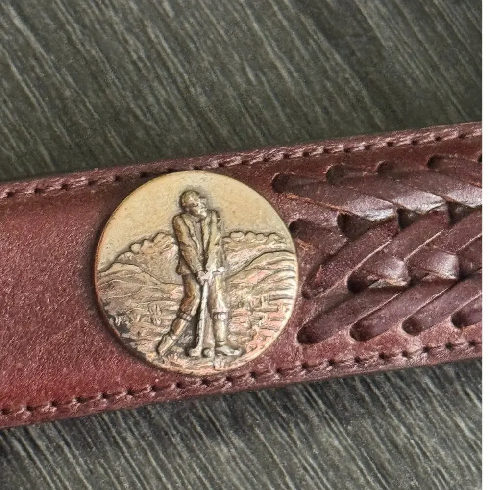 Onyx By Brighton Brown Braided Leather Golf Belt Silver Tone Hardware
